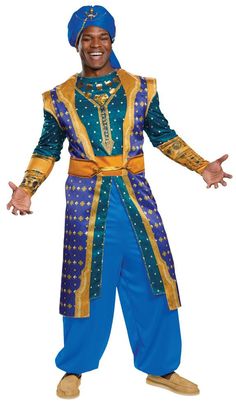 Men's Genie Deluxe Costume - Aladdin Live Action Aladdin Live Action, Genie Costume, Aladdin Live, Clever Costumes, Teen Halloween, Disney Costume, Genie Aladdin, Costumes For Teens