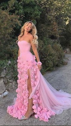 Flower Prom Dress, Vestidos Color Rosa, Prom Dresses Elegant, Strapless Prom Dresses, Dresses Formal Elegant, Prom Dress Inspiration, Pretty Prom Dresses, فستان سهرة, A Line Prom Dresses