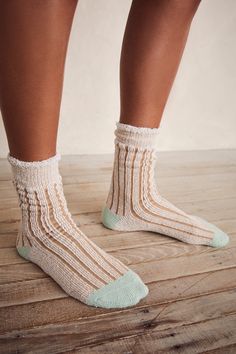 Get comfy cozy with these super soft ribbed socks featuring a funky "inside out" look. Fit: Crew length Features: Fuzzy, terry fabrication, thick ribbed pattern, contrast colored toe and heel, rolled-down trim Fabric: 98% Polyester, 2% Spandex Care: Machine Wash Cold Free People, a specialty women’s clothing brand, is the destination for bohemian fashion that features the latest trends and vintage collections for women who live free through fashion, art, music, and travel. The brand offers a wid Tv Nook, Ribbed Socks, Free People Accessories, Over The Knee Socks, Cozy Socks, Crew Sock, Favorite Boots, Comfy Cozy, Getting Cozy