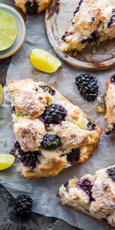 Blackberry Lime Scones [45 Minutes] - Chasety Blackberry Desserts, Blackberry Lemon Scones, Scone Recipes, Blackberry Lime Scones, Blackberry Scones, Irish Scones, Breakfast Scones, Berry Scones