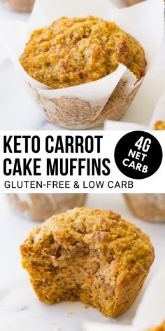 keto carrot cake muffins with text overlay