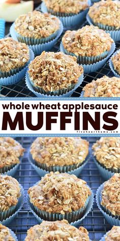 Here's an easy healthy snack to enjoy in the afternoon! Soft and moist with a crunchy oatmeal streusel topping, these applesauce muffins are amazing. Put these 100% whole wheat muffins on your healthy breakfast recipes, too! Honey Applesauce, Applesauce Muffin Recipe, Wheat Muffins, Greek Yogurt Honey, Crumb Coffee Cakes, Whole Wheat Muffins, Yogurt Honey, Applesauce Muffins, Baked Breakfast Recipes