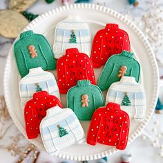 Christmas Set | Ugly Christmas Sweaters - Southern Sugar Bakery Christmas Cookie Sweater, Ugly Sweater Cookies Ideas, Ugly Sweater Decorations, Ugly Christmas Sweater Cookies Decorated, Christmas Sweater Cookies Decorated, Christmas Cookie Sets Decorated, Kids Christmas Cookie Decorating Party, Ugly Sweater Cookies Decorated, Christmas Cookies For Teachers