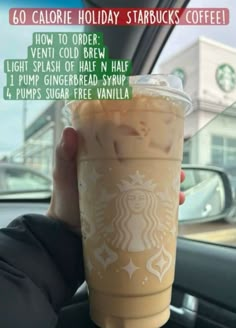 someone holding up a starbucks drink in their hand with instructions on how to make it