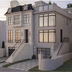 this is an artist's rendering of a two - story house with stairs leading up to the second floor