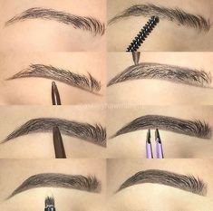 Eyebrow Tutorial Eye Make Up Videos, Draw Eyebrows, Tweezing Eyebrows, Makeup Drawing, How To Draw Eyebrows