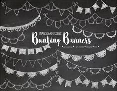 the chalkboard bunting banner is decorated with lace