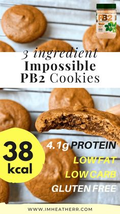 three ingredient impossible cookie recipe for low carb gluten free cookies with text overlay