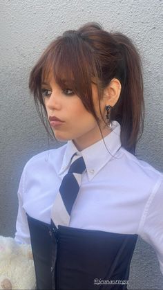 Oval Face Bangs, Rambut Brunette, Bangs Ponytail, Face Framing Curtain Bangs, Face Framing Bangs, Shirt And Tie, Fringe Hairstyles