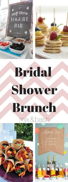 bridal shower brunch with drinks and food