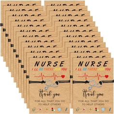 set of 10 nurses thank you cards with stethoscope and heart on them