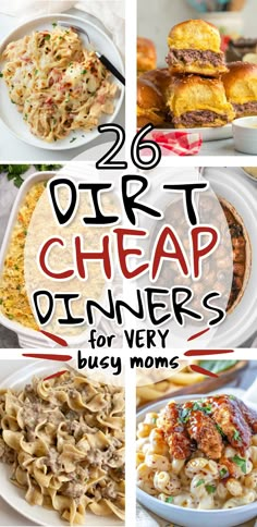 26 Dirt Cheap Dinners For VERY Busy Moms Wic Meal Ideas, Easy Budget Friendly Meals Families, Dollar Store Dinner Recipes, Meal Prep Dinners For The Week, Low Income Meals, Single Mom Meals, Dirt Cheap Dinners, Budget Friendly Meals Families, Cheap Dinners For Two