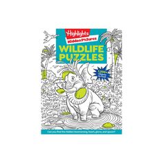 an adult coloring book with the title wildlife puzzles on it's front cover