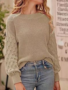 Women's Fall Work Casual Honeycomb Knit Panel Pullover Sweaters Fall Work Casual, Sweater Inspiration, Apricot Sweater, Black Long Sleeve Sweater, Cable Knit Turtleneck Sweater, Loose Long Sleeve, Spring Boho, Long Sleeve Pullover Sweater, Electronic Devices