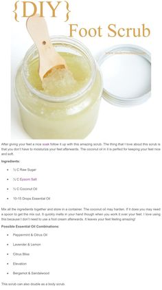 Diy Foot Scrub Recipes, Sugar Body Scrub Diy, Foot Scrub Recipe, Homemade Foot Scrub, Diy Body Scrub Recipes