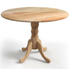 a round wooden table with four legs on an isolated white background for use as a centerpiece