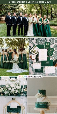 green wedding color palettes for the bride and groom