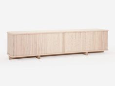 the sideboard is made out of wood and has two shelves on each side, one with