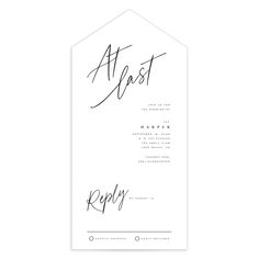 an elegant wedding card with the word artast in cursive writing on it