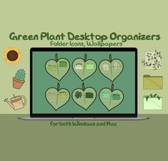 green plant desktop organizer folders for both windows and mac