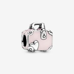 Pack your story on your favorite Pandora Moments bracelet together with this bag charm. Shaped as a suitcase detailed with pink enamel hearts, it's detailed at the corners as well as on its luggage tag with the Pandora crown O monogram. The sterling silver charm is inscribed with the words "Love travels", encouraging you to take it with you on your next style adventure on a bracelet or necklace pendant. - Pandora Pink Travel Bag Charm - Enamel / Sterling silver / Pink Pink Travel Bag, Pink Travel, Pandora Pink, Pink Charm, Charms Pandora, Travel Charms, Bracelet Pandora, Pandora Bracelet Charms, Bracelet Diy