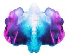 an elephant's head is painted in blue, pink and purple