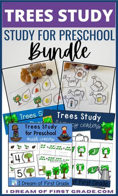 trees study bundle for preschool and first grade students to practice the tree's story