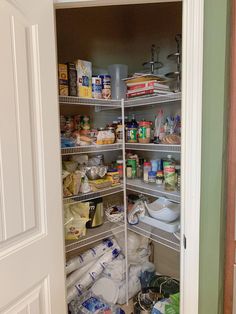 the pantry is stocked with all kinds of food