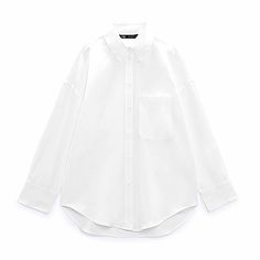 White Button Down Shirt From Zara Shirt With A Lapel Collar, Long Sleeves, Front Patch Pocket And Front Button Fastening. Outer Shell 55% Cotton 45% Polyester Classic Zara Shirt With Pockets, Zara Classic Shirt With Pockets, Zara Button-up Shirt With Pockets, White Collared Zara Shirt, White Plain Button-up Blouse, Zara Blouse With Pockets For Workwear, White Shirt With Shirttail Hem And Buttons, Zara Workwear Blouse With Pockets, Chic Zara Blouse With Pockets