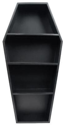 three tiered black plastic shelf unit