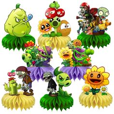 an image of plants and flowers on a white background with the words plants and zombies