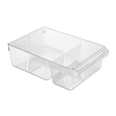 two clear plastic storage containers on a white background