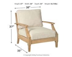 a chair with measurements for the back and armrests, including an upholstered seat