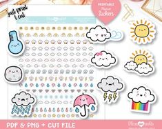 the planner stickers are set up on top of each other, with different designs and colors