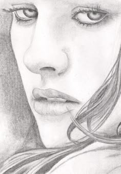 a pencil drawing of a woman's face