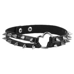 a black leather bracelet with metal spikes