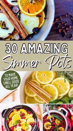 the cover of 30 amazing summer potts with oranges, lemons and spices