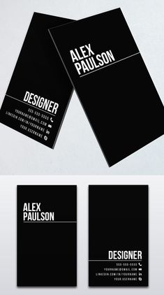 black and white business card mockup with the name alex pausson on it