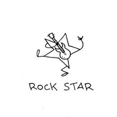 a drawing of a rock star with the words rock star on it's side