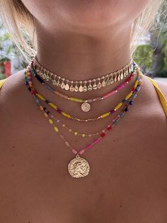 RAGEN Jewels | Gold Coins Necklace Affordable Colorful Vacation Necklaces, Estilo Hippy, Mode Hippie, Preppy Jewelry, Estilo Hippie, Gold Coin Necklace, Jewelry Accessories Ideas, Jewelry Essentials