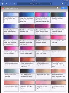 the color chart for different shades of pink, purple and blue in this image is an example