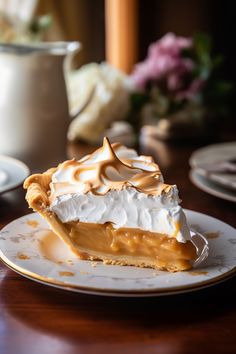 a piece of pie sitting on top of a white plate