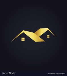 a gold house logo on a black background