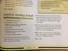 an open recipe book with instructions on how to bake