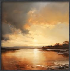 Abstract Landscape Art Painting, Sunset Abstract Art, Famous Landscape Paintings, Zen Landscape, Beige Painting, Abstract Landscape Art, Beige Wall Art, Sunset Lake, Beige Wall