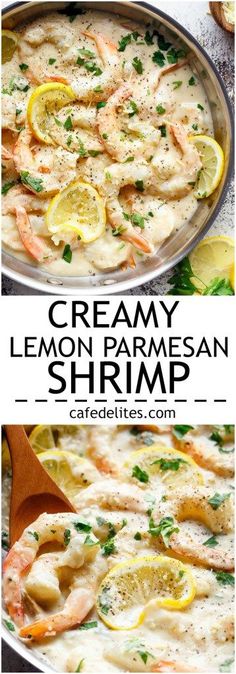 creamy lemon parmesan shrimp is an easy and delicious dinner