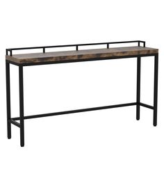 a black metal and wood console table