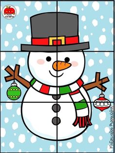 a snowman with a top hat and scarf