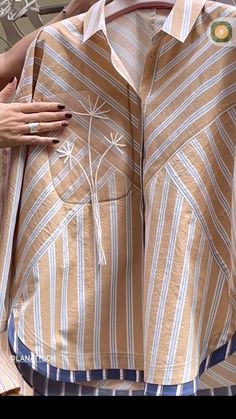 Linen Fashion, Kurta Designs Women, Trendy Fashion Tops, Upcycled Fashion, Clothing Details, Shirt Embroidery, Fashion Attire, Designs For Dresses, Kurta Designs