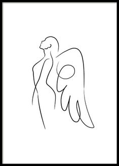 One Line Angel Tattoo, Line Art Angel, Art Abstrait Ligne, Trendy Posters, Angel Posters, Art Angel, Minimalist Drawing, Abstract Face Art, Pola Sulam